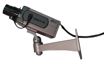 Fioletowa atrapa kamery z migajc diod - Atrapy